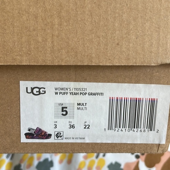 Ugg yeah puff graffiti wedge‎ slipper/shoe 5 - Picture 11 of 11